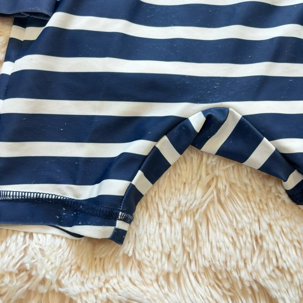 Carters Navy Blue Striped One Piece Rashguard Swimsuit 12 months